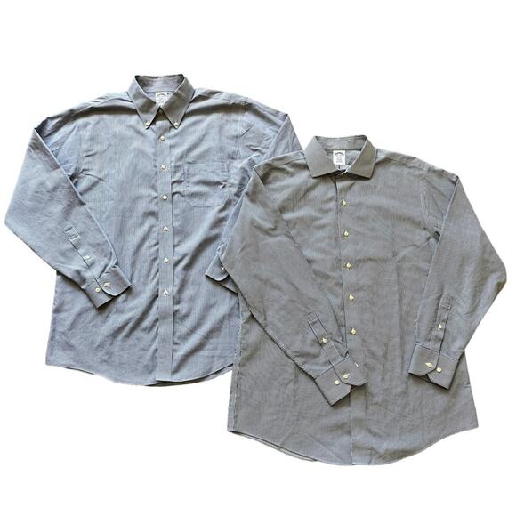 Brooks Brothers Blue and White Button Down Long Sleeve Dress Shirts 16.5 - 4/5 - Picture 2 of 16